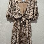 Hello Molly Hand On My Heart Dress Brown Tie Front A Line Size 4/Small Photo 0