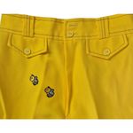 1970s Vtg Bright Yellow Poly Pants Wide Leg Bumble Bee Patches 24x32.5 XS Size 24 Photo 3