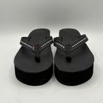 Rainbow Sandals Rainbows Women Sandals Black Swarovski Crystal Wedge Flip Flops XL 8.5-9.5 NEW Photo 2