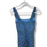 Lulus NWOT Amazing Presence Slate Blue Mesh Ruched Column Maxi Dress Small Photo 9