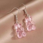 🆕Light Pink Candy Gummy Bear Dangle Earrings Photo 1