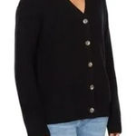 Hudson  Womens  Black Ribbed V Neck Front Button Cotton Cardigan Sweater size XL Photo 0