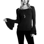 Chaser Baby Rib Double Ruffle Peplum Sleeve Blouse Photo 1