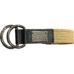 Michael Kors Tan Woven Stretch Belt Leather Trim Logo Plate Double D-Ring S/M Photo 3