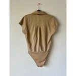 ZARA  Surplice Plunging Wrap Beige Bodysuit Blouse Size Medium Casual Business Photo 2