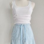 American Vintage Vintage Y2K Planet Gold Blue Terry Cloth Drawstring Elastic Waist Mini Skirt XS Photo 0