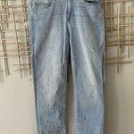 frame denim Frame Le High Straight | Pearl Accent Embellished stretch jeans | 27 | Fray crop Photo 2