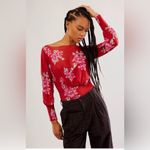 Free People Intimately NWOT Undercover Printed Bodysuit Cherry Combo Top Photo 10