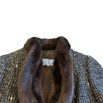 Thierry Mugler Rare FW 1998 Two Piece Suit Blazer Skirt Archival Fur Trim Sz 38 Brown Photo 4