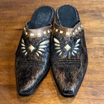 Sonora Hair On Leather Embellished Mules Clog Brown Size 7.5 Photo 0