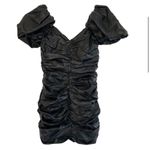 Naked Wardrobe  Runway Faux Leather Ruched Puff Sleeve Dress Photo 4
