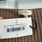 Boutique  Brown Ribbed Knit Crossover Cropped Sweater Photo 4