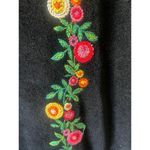 Vintage Norman Embroidered Floral Velour Long Womens Nightgown Robe Black Size M Photo 1