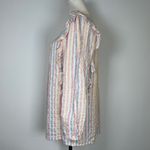 CHAPS Square Neck Striped Peasant Blouse Cotton Linen Blend Women’s Size Medium Photo 4