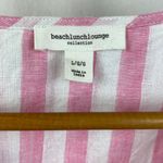 Beach Lunch Lounge Linen Blend Pink & White Striped Sleeveless Tank Top L Photo 6