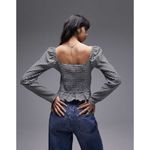 Topshop NWT ASOS Gingham Shirred Top in Black White Check Size 4 Photo 2