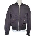 Divided by H&M Women’s Black Bomber Jacket Size 8 Full Zip Ruched Sleeve Pocket Photo 0