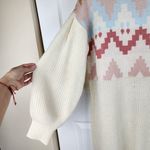 SO  Turtleneck Knit Dress Sweater Ivory Pink Oversized Size M Photo 9