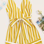 SheIn Yellow Stripped Romper Photo 0