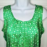 Jules & Leopold Geometric Satin Sleeveless Layering Top Smocked Waist Green S Photo 3