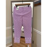 Old Navy Women's Sz 8 Lilac Purple White Floral Scalloped Hem Ankle Pixie Pant Photo 6