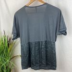 XCVI  Gray Satin Adar Short Sleeve V Neck Tee T Shirt S Photo 2