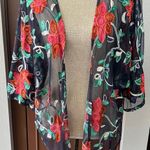 Chenault Navy Blue Floral Embroidered Mesh Coverup Photo 0