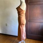 Princess Polly | Copper Satin Cowl Neck High Slit Midi Slip Dress Cowl Neck 0 Photo 2