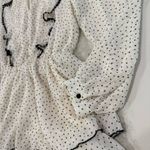 ZARA NWT Polka Dot Long Sleeve Tiered Mini Dress Womens Small White/Black Ruffle Photo 7