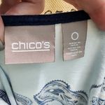 Chico's  Elegant Paisley Print Short Sleeve T-Shirt White‎ Navy Blue Casual Top Photo 1