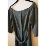 Whistles Flavia Off The Shoulder Midi Silk Tie Dress Khaki Green Size 0 XS NWT Photo 7