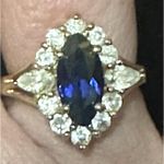 925 Sterling Silver Natural Blue Sapphire With CZs Size 7 Photo 0