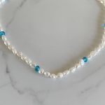 Fresh Water Pearl Necklace Y2k Necklace Blue Photo 2