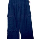 Abercrombie & Fitch NWT  Navy Blue Linen Pocket Cargo Pants Wide Leg Pants Size S Photo 0
