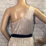 EXPRESS One Shoulder Pleated Gold Toga Style Dress Medium Photo 7