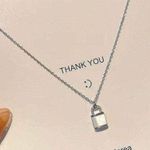 925 silver Plated Lock Chain Necklace Photo 0