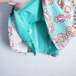 Anthropologie Judith March Teal Bold 70s Floral Print Linen Open Back Mini Dress Photo 5