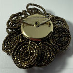 VTG Brown Seed Beads Beaded‎ Rose Flower Floral Brooch Photo 2