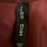 Mango MNG Maroon Red Silky Satin Long Sleeve V-Neck Peplum Blouse Top Size 16 Photo 2