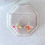 Acrylic airplane stud earrings Orange Photo 1