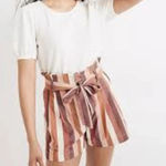 Madewell Pink Striped Paperbag Tie Shorts Photo 0