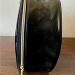 Lancome Paris Black Faux  Leather Round Travel Cosmetic Bag Train Case Photo 2