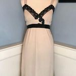 EUC Y2K Nude midi dress with black lace appliques sz M Size M Photo 0
