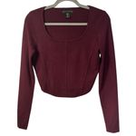 House of Harlow Long Sleeve Ribbed Knit Corset Crop Top Red Size M Photo 2