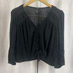 Forever 21 Medium Boho Embroidered Crochet Flowy Gauze Balloon Sleeve Crop Top Photo 0