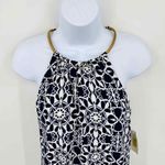 B. Darlin Dress Womens 5/6 Navy Blue Aqua Gold Coil Neckline Geometric NEW White Size undefined Photo 2