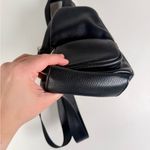 Sondra Roberts  Squared Black Leather Sling Backpack Crossbody Photo 3