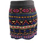 Sam Edelman  MultiColor Geometric Print Zip Front Mini Skirt‎ Cotton Skirt Size 2 Photo 3