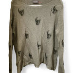 Wooden Ships  Distressed Skull Print Mohair Blend Sweater Photo 0