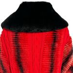 Sheared Dyed Real Rex Rabbit Fur Cable Knit Wool Sweater Jacket Size 8 Womens Red Photo 5